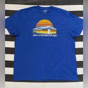 BLOCKBUSTER VIDEO Mens Large Blue Vtg/Retro Style Graphic Y2K T-shirt